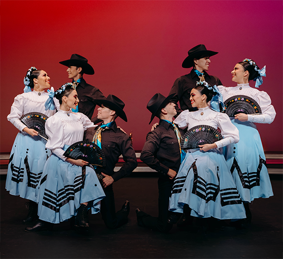 Ballet Folklórico de Los Ángeles dancers in traditional Mexican attire for 