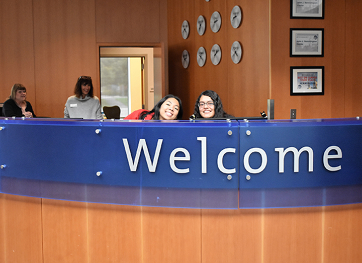 The welcome desk staff ready to help everyone who needs it The welcome desk staff ready to help everyone who needs it