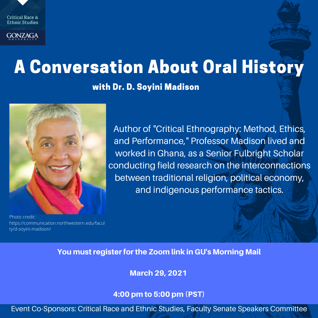 Dr. Soyini Madison - CRES guest speaker on Oral History Dr. Soyini Madison - CRES guest speaker on Oral History