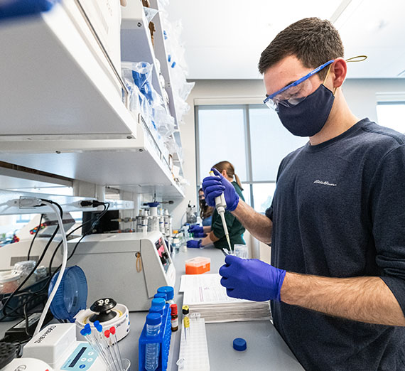 Student in a science laboratory.