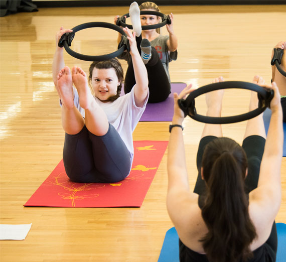 students in exercise class