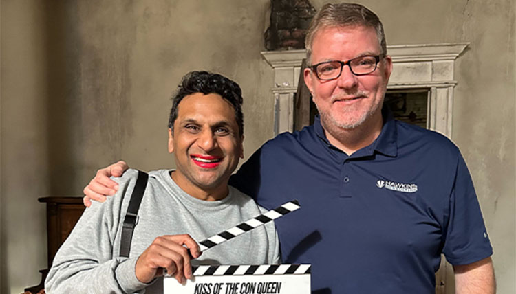 Jeffrey Hawkins pictured on the right with a clapperboard. Jeffrey Hawkins pictured on the right with a clapperboard.