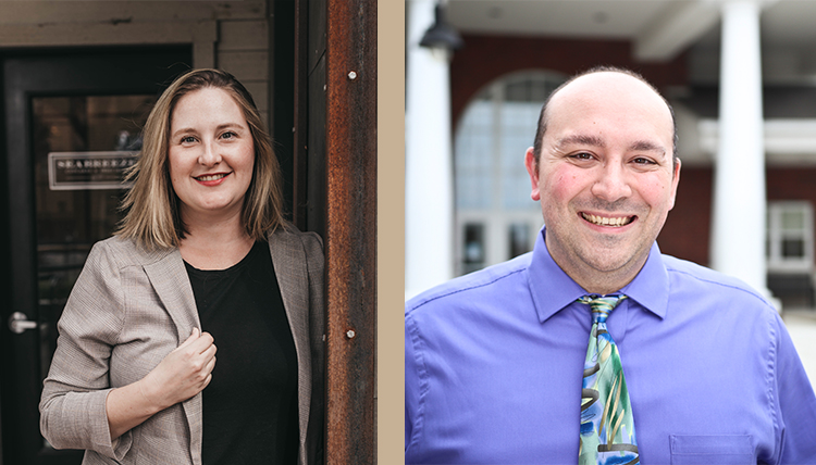 Image of left: ’16 Anna James Miller and right: ’17 Ph.D. Felix Yerace. Image of left: ’16 Anna James Miller and right: ’17 Ph.D. Felix Yerace.