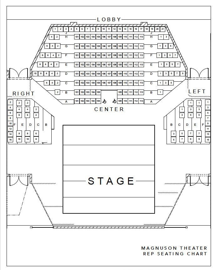Seating map of the Magnuson Theatre at Gonzaga University Seating map of the Magnuson Theatre at Gonzaga University