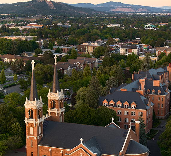 Ariel view of Gonzaga's campus.