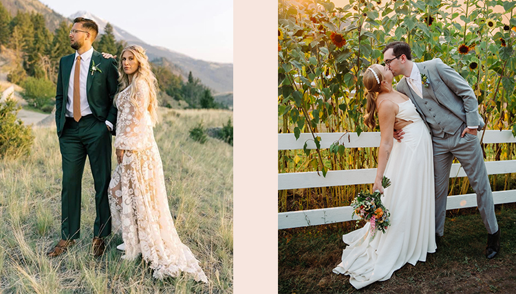 Wedding photos of left: ’18 Spencer Martin and Kaleigh Roy and right: ’19 Alisha Isensee and ’18 Michael McIntyre. Wedding photos of left: ’18 Spencer Martin and Kaleigh Roy and right: ’19 Alisha Isensee and ’18 Michael McIntyre.