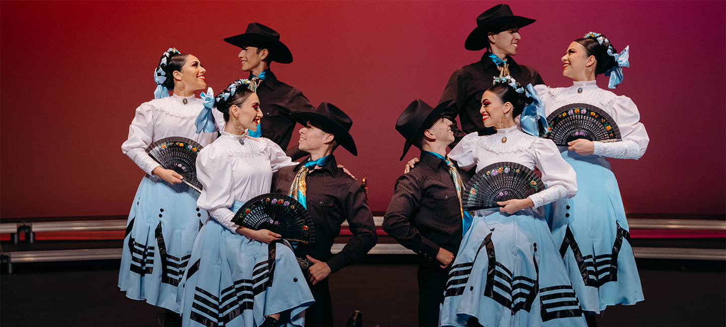 Ballet Folklórico de Los Ángeles dancers in traditional Mexican attire for 