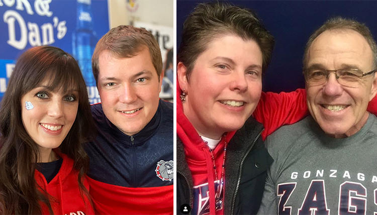 two separate images, each of one woman and one man together two separate images, each of one woman and one man together