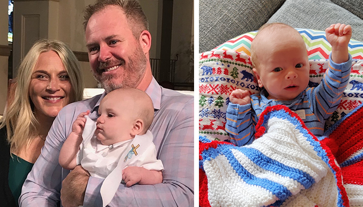 two separate photos, one of parents with baby and one of separate baby two separate photos, one of parents with baby and one of separate baby