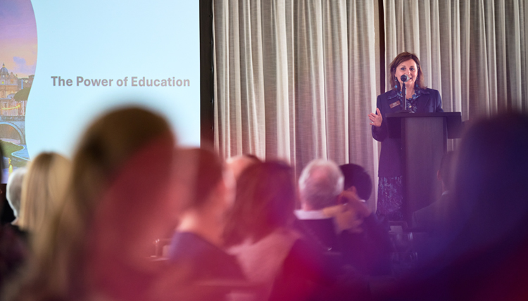 President Katia Passerini shares Gonzaga's vision during a Forging Forward event.