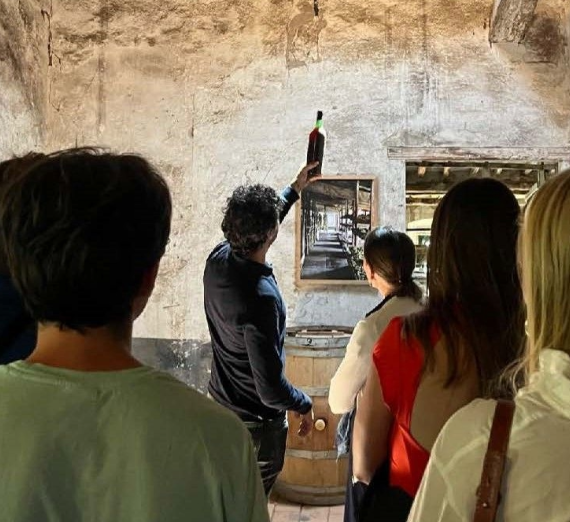 Students learning about wine. 
