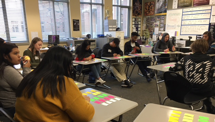 Gonzaga students in classroom at Rogers High School