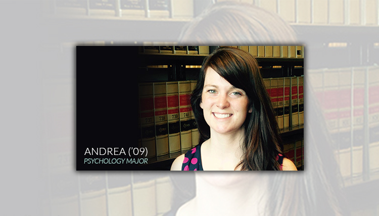 Portrait of Gonzaga Psychology Department 2009 graduate Andrea Portrait of Gonzaga Psychology Department 2009 graduate Andrea