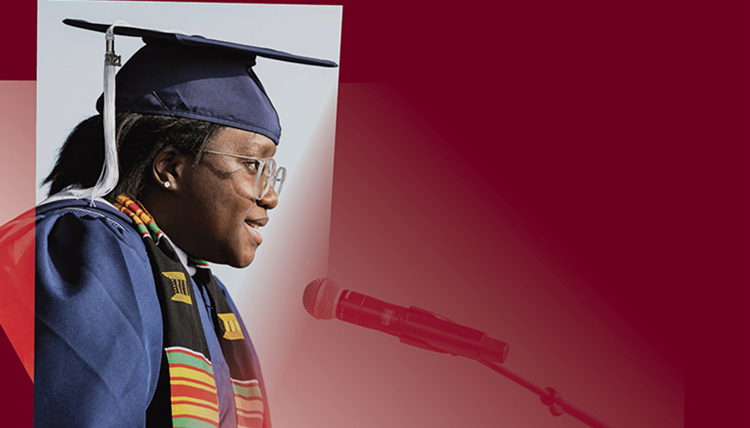 black woman at mic with colorful graphic treatment black woman at mic with colorful graphic treatment