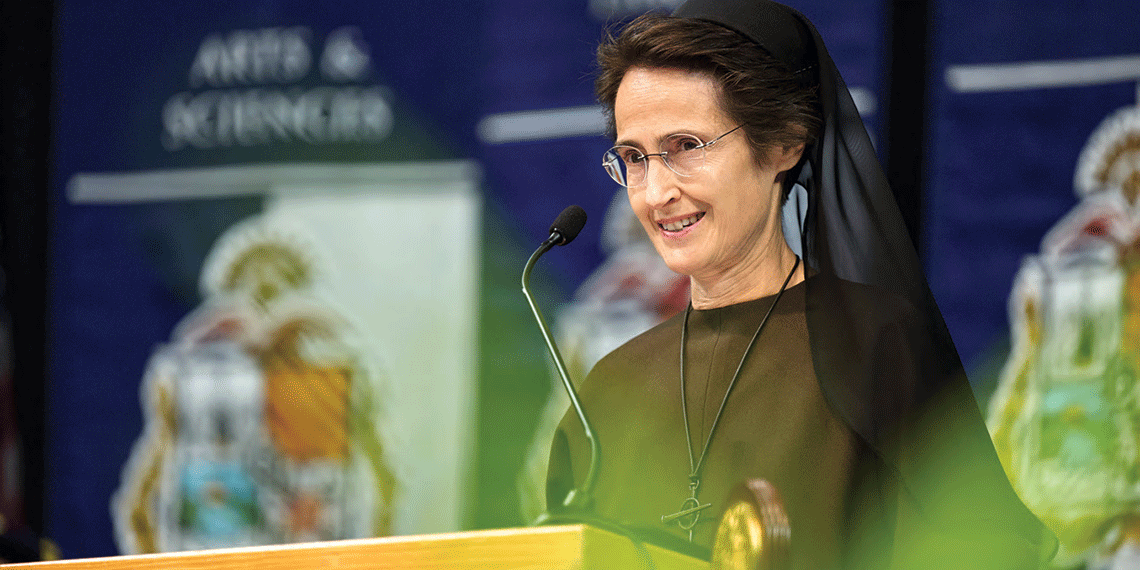 Raffaella Petrini speaking at presidential inauguration
