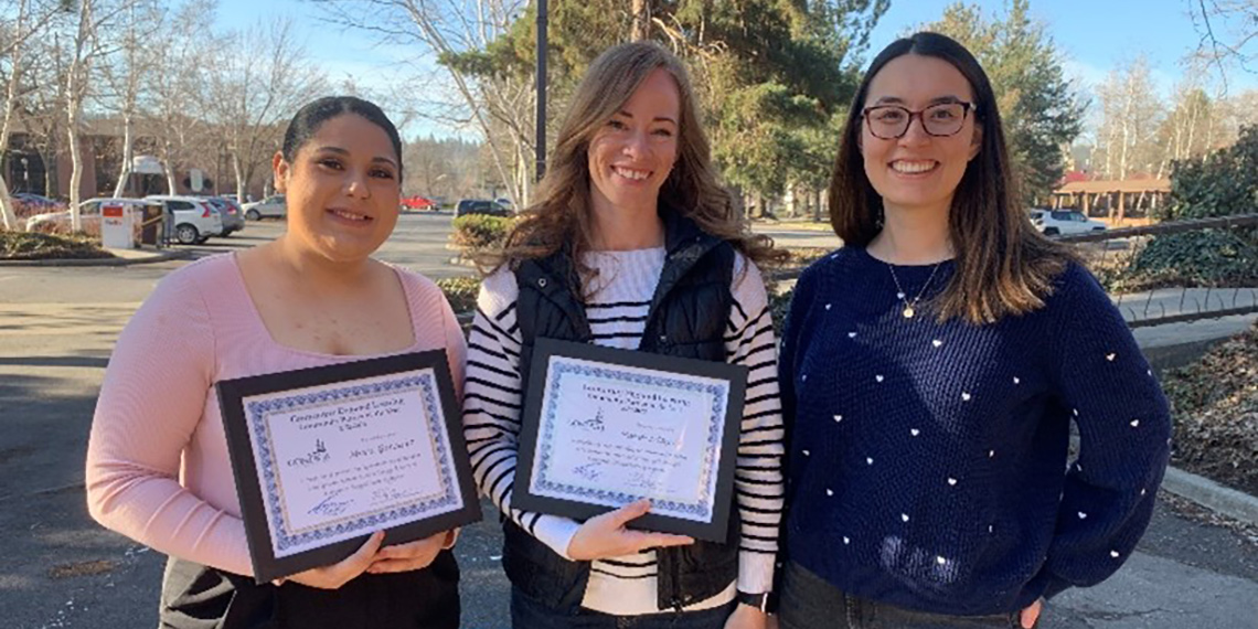 Left to Right: Communities In School staff members Alyssa Gonzalez and Randi Lithgow; Sarah Marr with GU’s Center for Community Engagement. 
