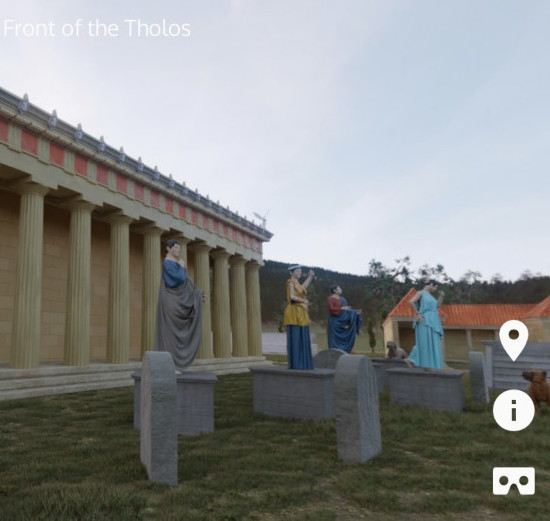 Statues in front of a Tholos, an ancient structure. Statues in front of a Tholos, an ancient structure.