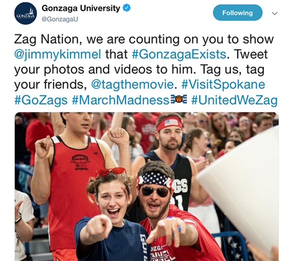 Gonzaga University Tweet Gonzaga University Tweet