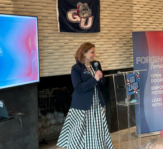 Gonzaga University President Passerini presents at the Forging Forward Los Angeles event
