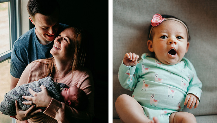 two separate photos of babies two separate photos of babies