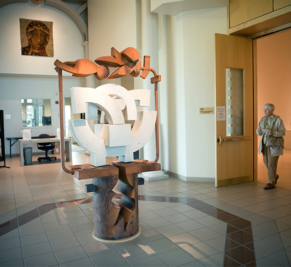 A view inside the Jundt Art Museum of art on exhibit