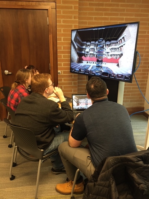 Students viewing an ancient site with VR technology. Students viewing an ancient site with VR technology.