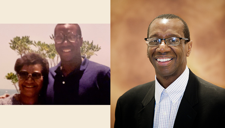 two images of Ed Taylor, one headshot and one photo with his mother two images of Ed Taylor, one headshot and one photo with his mother