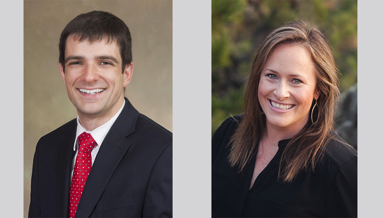 Left, headshot of a man; Right, headshot of a woman. Left, headshot of a man; Right, headshot of a woman.