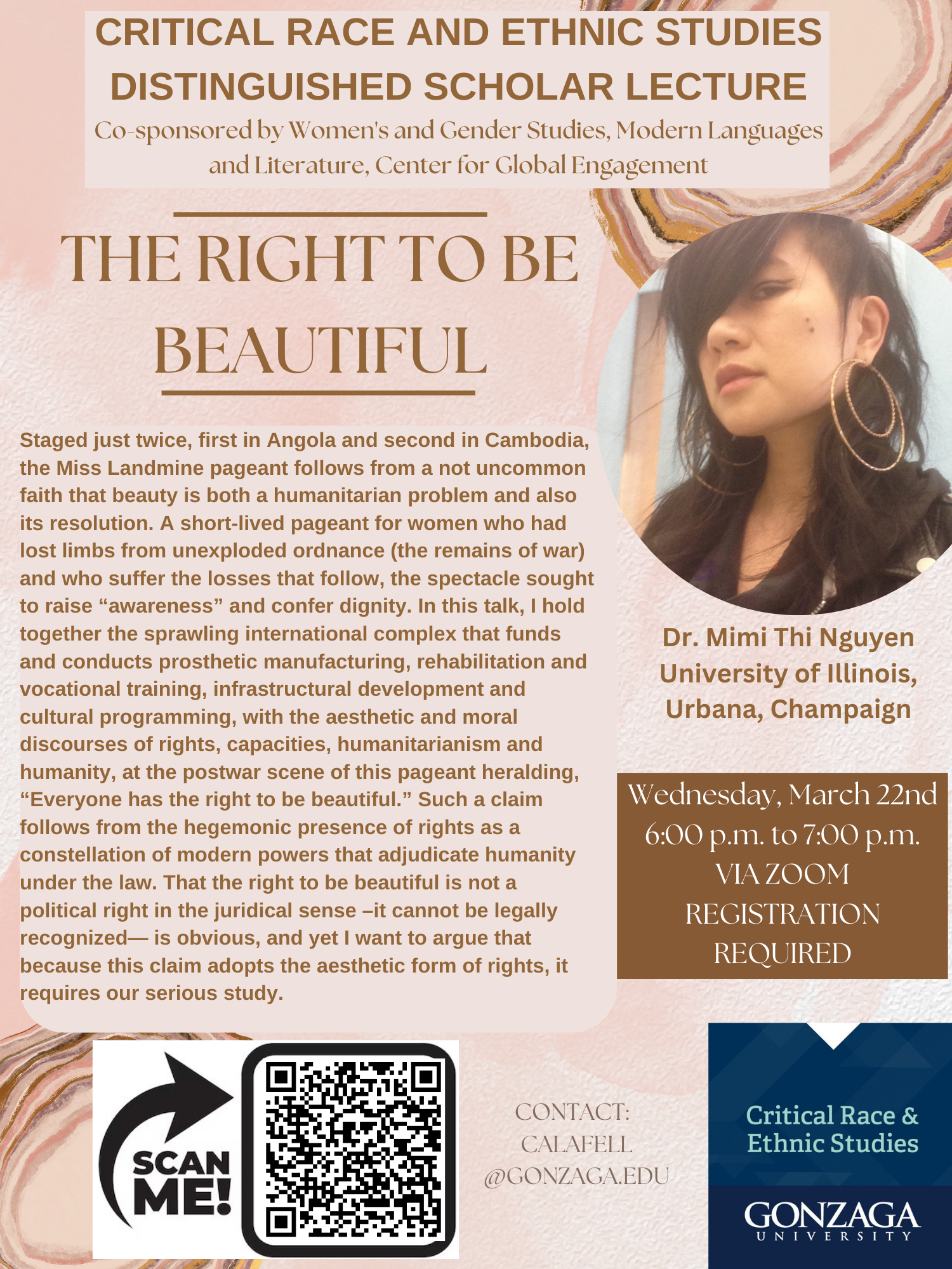Event Flyer The Right to be Beatuiful lecture flyer with Dr. Nguyen