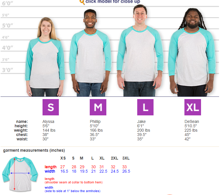Long lseeve Size Chart Long lseeve Size Chart