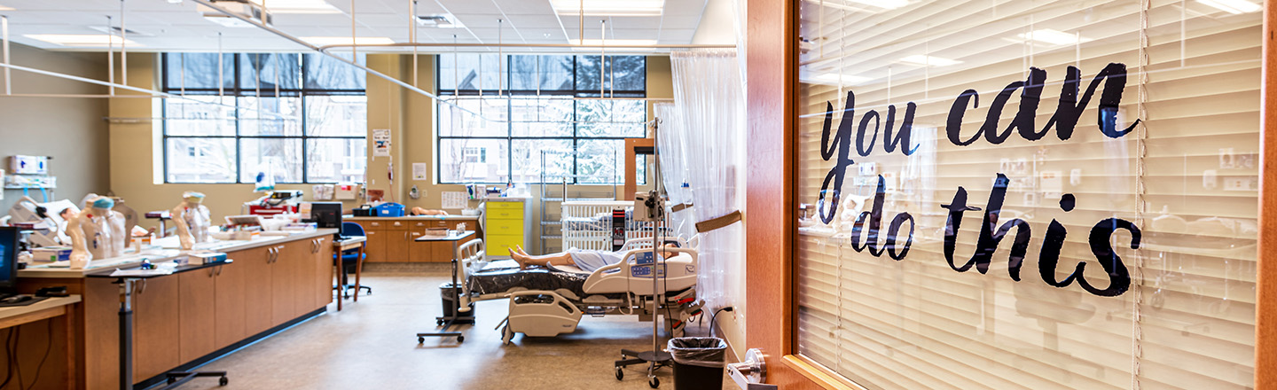 Open door to student medical training facility