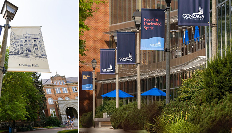 New pole banners on Gonzaga's campus. New pole banners on Gonzaga's campus.