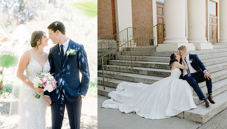 two separate wedding couples