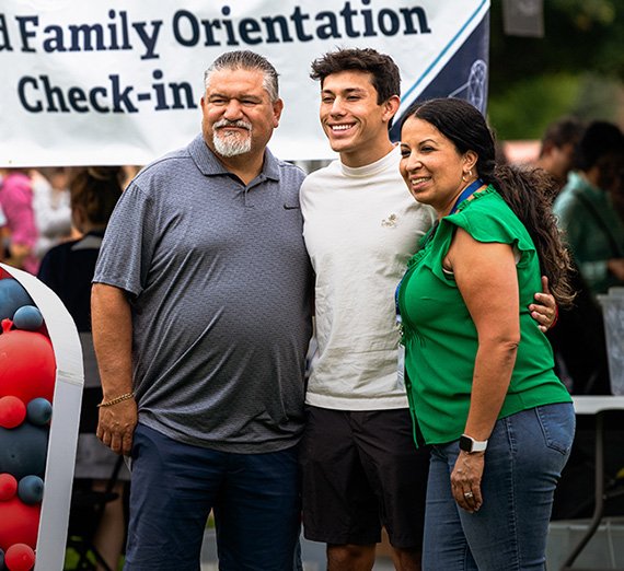 A family at Gonzaga's Parents and Family Orientation Weekend