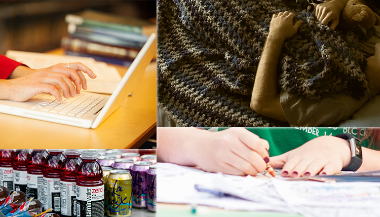 a collage of snacks, books, blanket, crayons, laptop a collage of snacks, books, blanket, crayons, laptop