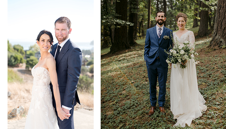 two separate photos of wedding couples two separate photos of wedding couples