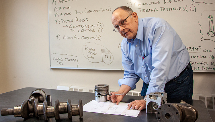 Jim Weston teaching an engineering class.