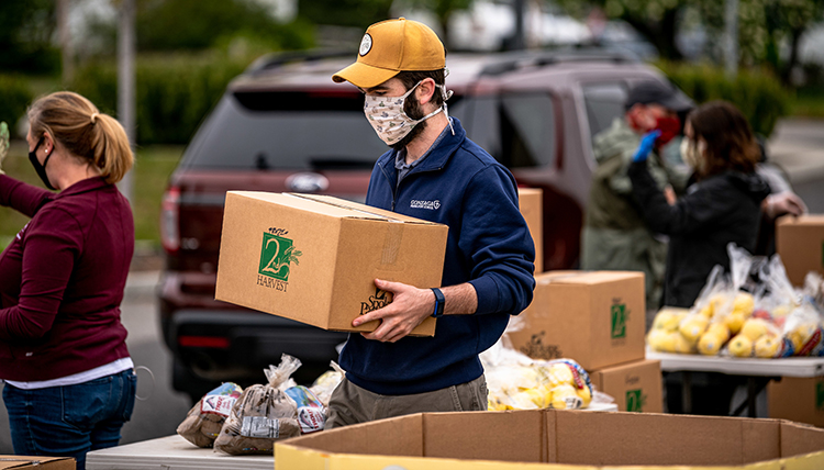 Volunteers at Food Distribution at the Arlington Elementary parking lot