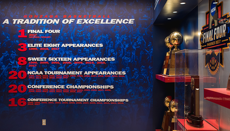 wall at Volkar Center reads Tradition of Excellence, includes NCAA stats wall at Volkar Center reads Tradition of Excellence, includes NCAA stats