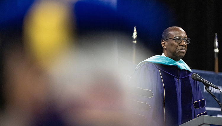 Undergraduate Commencement 2024 guest speaker Ed Taylor at the ceremony Undergraduate Commencement 2024 guest speaker Ed Taylor at the ceremony