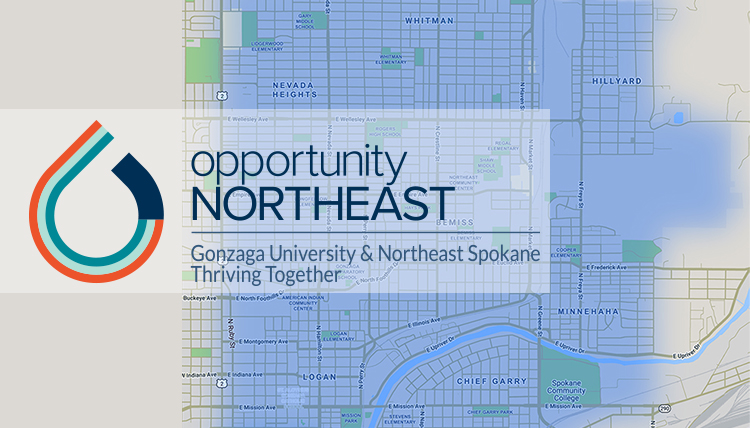 map of northeast spokane with Opportunity Northwest logo overlayed map of northeast spokane with Opportunity Northwest logo overlayed