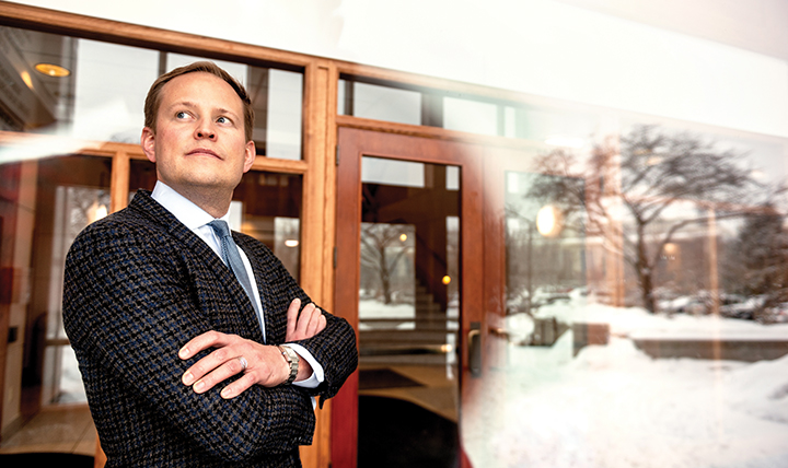 New dean of law school Jacob Rooksby stands outside. New dean of law school Jacob Rooksby stands outside.