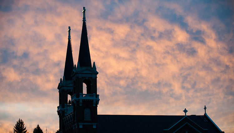 spires of St. Als at sunset spires of St. Als at sunset