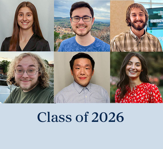 Portraits of six students with the words Class of 2026