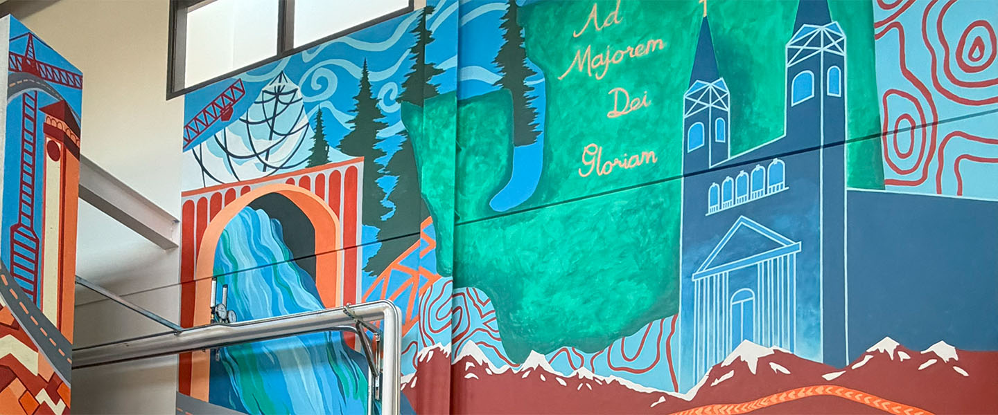 Mural of a city scene