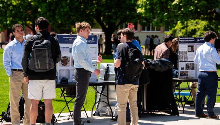 Student projects presented outdoors