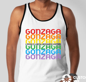 Front of tank top with repeating Gonzaga Front of tank top with repeating Gonzaga