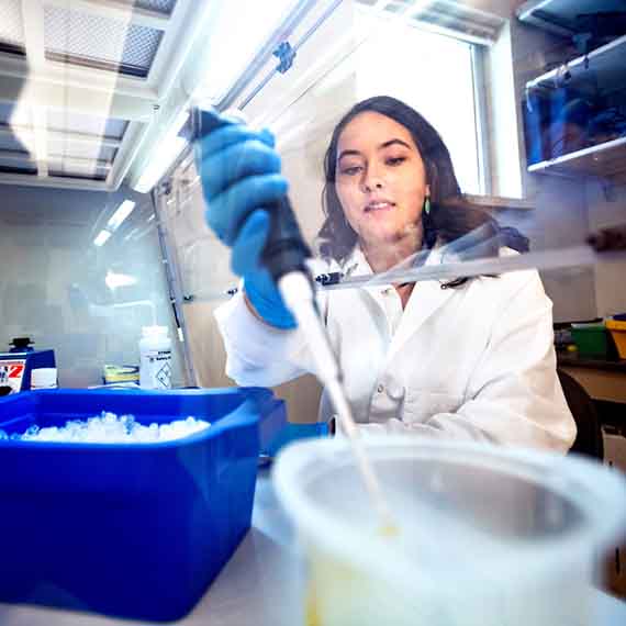 Gonzaga student doing research in a lab.