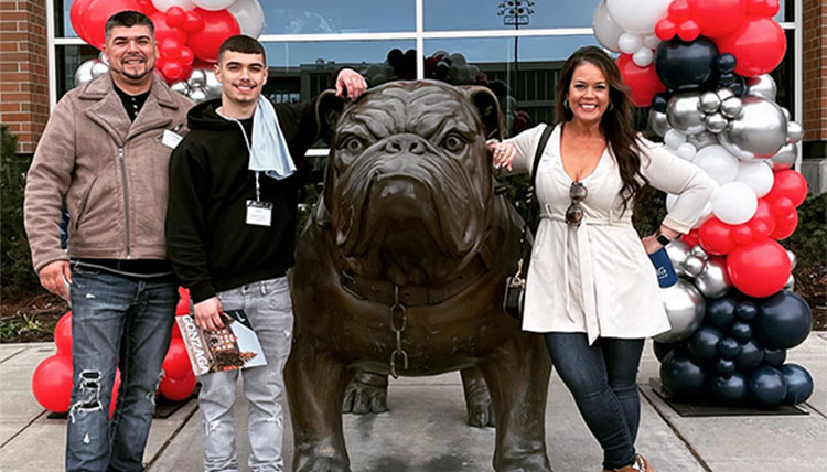 From left to right: Steve, Diego, and Brooke Garza pictured at the Bronze Bulldog.