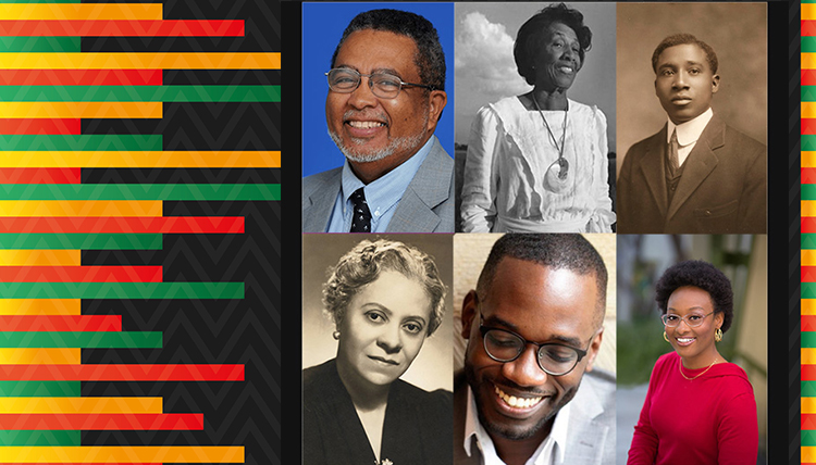 black history background and collage of 6 black composers black history background and collage of 6 black composers